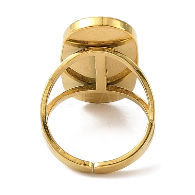 Oval 304 Stainless Steel Enamel Open Cuff Rings for Women RJEW-F166-25G-02-1