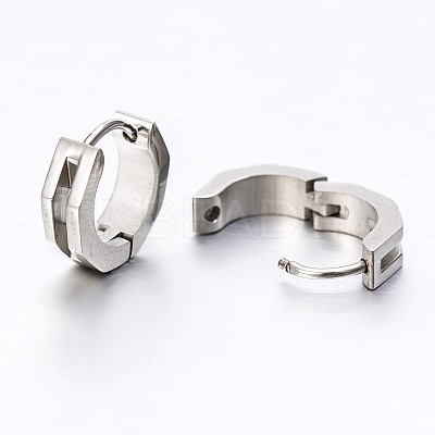 Tarnish Resistant Fashionista Must-Have Unisex 304 Stainless Steel Huggie Hoop Earrings EJEW-G138-103P-1