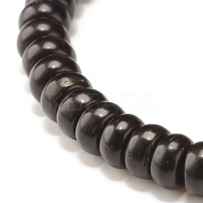 Black Coconut Shell Beads Stretch Bracelet BJEW-JB07353-1