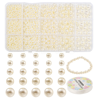 DIY Round ABS Plastic Imitation Pearl Beads Bracelet Making Kits DIY-YW0010-26B-1