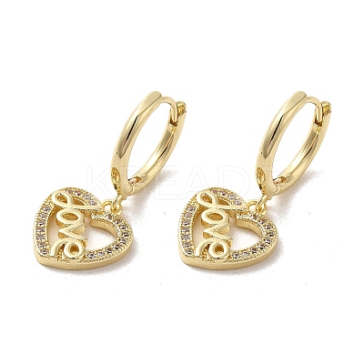 Rack Plating Brass Micro Pave Cubic Zirconia Dangle Hoop Earrings EJEW-A031-15G-1