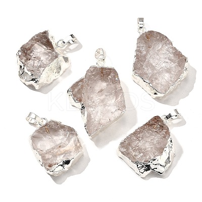 Raw Rough Natural Dyed Quartz Crystal Pendants G-G895-05S-01-1