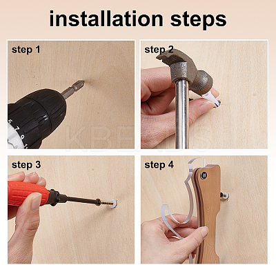Wood & Acrylic Adjustable Wall-mounted Knife and Sword Holder OFST-WH0011-04B-1
