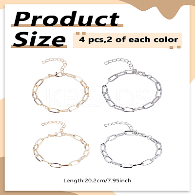 Alloy Paperclip Chain Bracelets for Women Men BJEW-LP0001-29-1