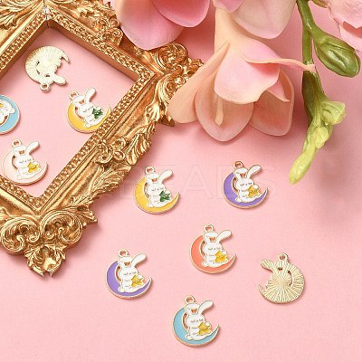 10Pcs 5 Colors Alloy Enamel Pendants ENAM-YW0002-72-1