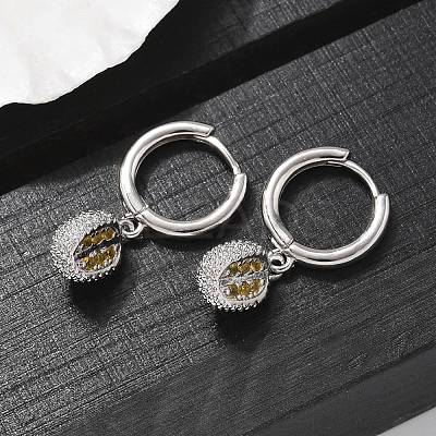 Brass Cubic Zirconia Hoop Earrings EJEW-Q015-01P-D-1