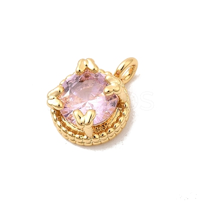 Brass Micro Pave Cubic Zirconia Pendants KK-P340-34G-1