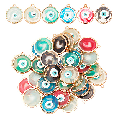 36Pcs 6 Colors Epoxy Resin Enamel Pendants RESI-AR0001-31-1