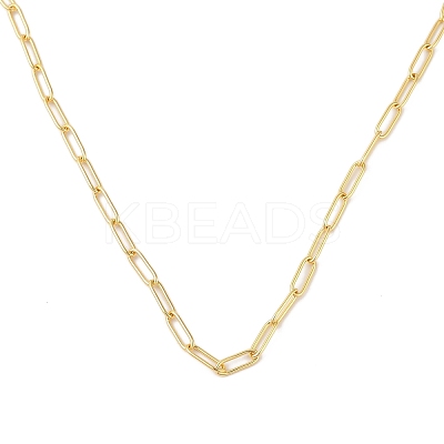 Rack Plating 304 Stainless Steel Paperclip Chain Necklaces NJEW-Q348-01G-1-1