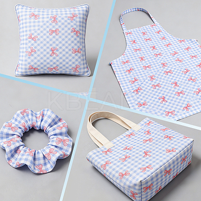 Bowknot & Tartan Pattern Cotton Fabric DIY-WH0890-31B-1