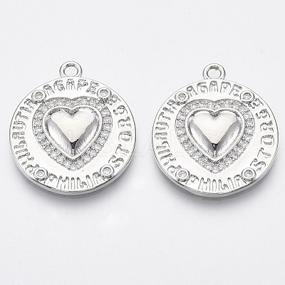 Brass Micro Pave Cubic Zirconia Pendants KK-R130-004-NF-1