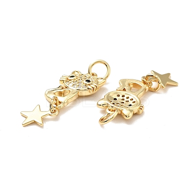 Eco-friendly Brass Micro Pave Clear Cubic Zirconia Pendants KK-D080-40G-1