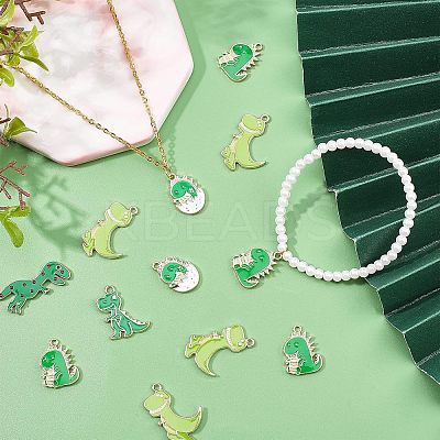 50Pcs 5 Style Alloy Enamel Pendants ENAM-NB0001-78-RS-1