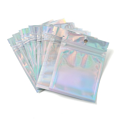 Rectangle Zip Top Plastic Glitter Holographic Bags OPP-YW0001-03A-1