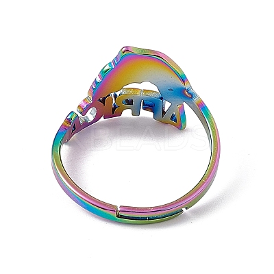 Ion Plating(IP) 201 Stainless Steel Africa Map Adjustable Ring for Women RJEW-C045-10M-1