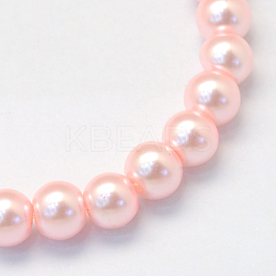 Baking Paint Pearlized Glass Pearl Round Bead Strands HY-Q330-8mm-70-1