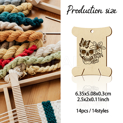 14Pcs 14 Style Plywood Thread Winding Boards WOOD-WH0060-09-1