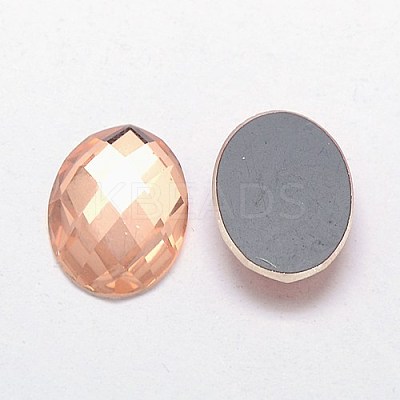 Faceted Glass Oval Cabochons GGLA-F008C-11-1