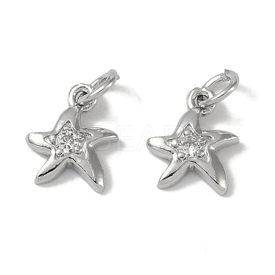Brass Micro Pave Clear Cubic Zirconia Pendants KK-S367-15B-1