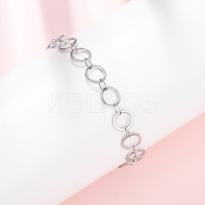 304 Stainless Steel Ring Link Chain Bracelets BJEW-P373-02B-P-1