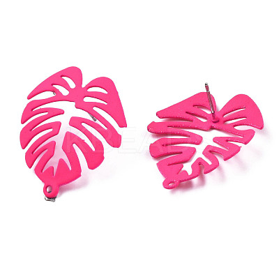Spray Painted Iron Stud Earring Findings IFIN-N008-019-B01-1