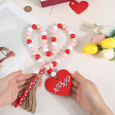 Wooden Beads Pendant Decorations AJEW-WH20020-109A-1