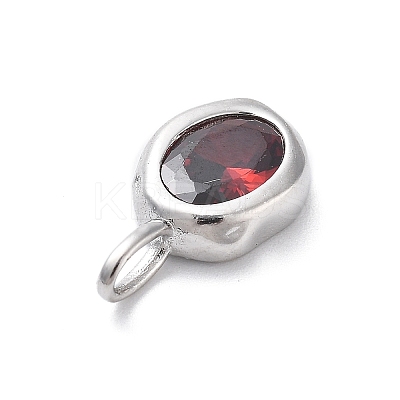 925 Sterling Silver Cubic Zirconia Oval Charms STER-S006-01S-A-1