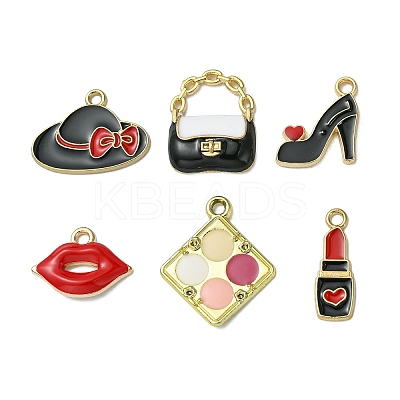 30Pcs 6 Styles Rack Plating Alloy Enamel Pendants ENAM-CJ0004-75-1