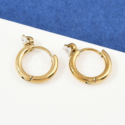 304 Stainless Steel Ring with Heart Hoop Earrings EJEW-K268-37G-1