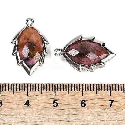 Natural Rhodonite Faceted Leaf Pendants G-I375-04P-04-1