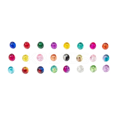 24 Colors Transparent Crackle Glass Beads CCG-JP0001-01C-1