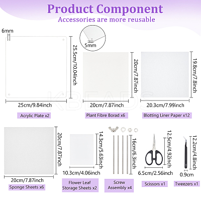 Square Transparent Acrylic Flower Press Plates DIY-BC0012-68-1