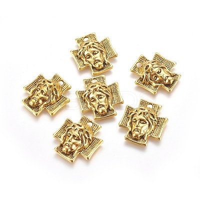 Tibetan Style Alloy Cross with Jesus Alloy Pendants for Easter Jewelry X-GLF10674Y-NF-1