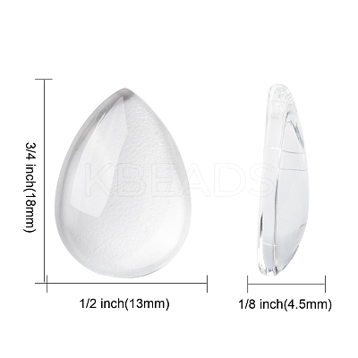 Transparent Teardrop Glass Cabochons GGLA-R024-18x13-1
