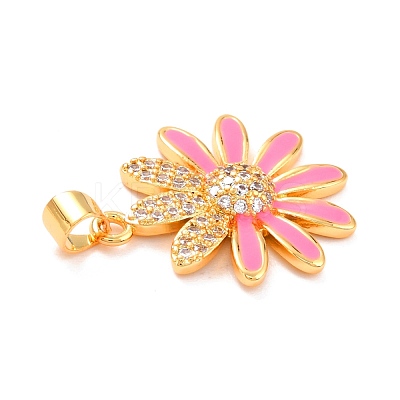 Real 18K Gold Plated Brass Micro Pave Cubic Zirconia Pendants ZIRC-L100-087G-04-1
