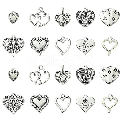 60Pcs 10 Styles Tibetan Style Alloy Pendants FIND-FS0002-20-1