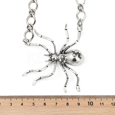 Alloy Crystal Rhiniestone Big Spider Pendant Necklaces for Women Men LS-NJEW-H061-01AS-1