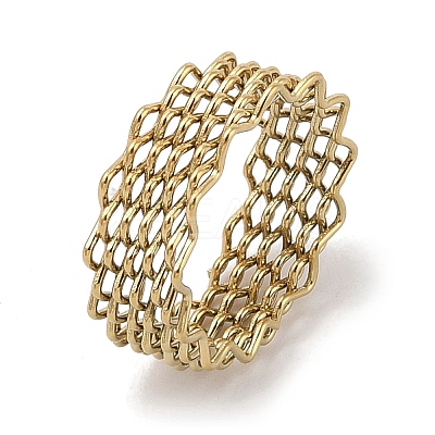Ion Plating(IP) 304 Stainless Steel Wave Finger Rings for Women RJEW-G315-07E-G-1
