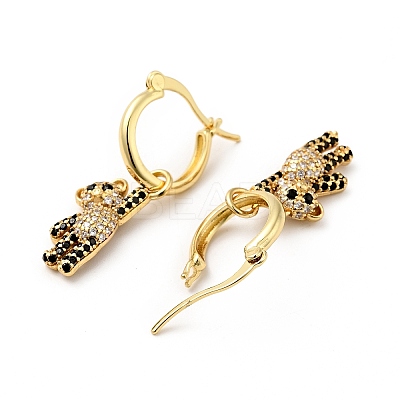 Cubic Zirconia Bear Dangle Hoop Earrings EJEW-F288-10A-G-1