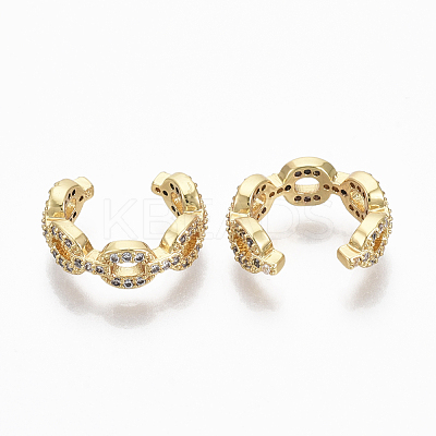 Brass Cubic Zirconia Cuff Earrings EJEW-R114-008G-NF-1
