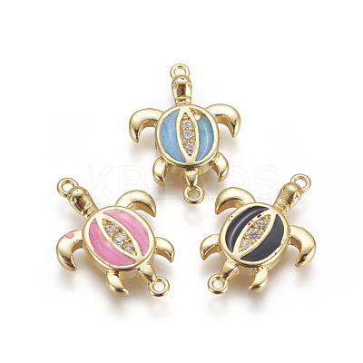 Brass Enamel Links Connectors KK-L177-43-1