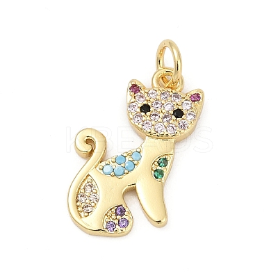 Brass Pave Cubic Zirconia Pendants KK-U062-57G-1