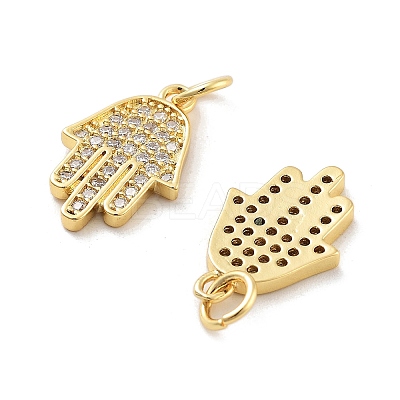 Rack Plating Brass Micro Pave Clear Cubic Zirconia Pendants KK-C063-13G-1