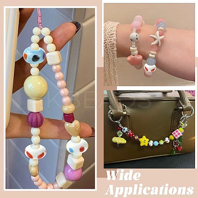 20Pcs 4 Colors Handmade Printed Porcelain European Beads PORC-CJ0001-31-1