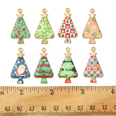 16Pcs 8 Colors Christmas Theme Rack Plating Alloy Pendants FIND-FS0002-98-1