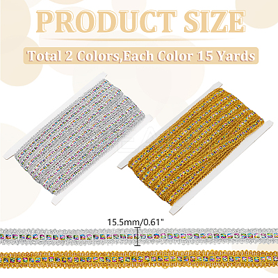 2 Cards 2 Colors Sparkle Polyester Ribbons OCOR-WR0001-32-1