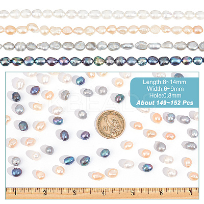 4 Strands 4 Styles Natural Cultured Freshwater Pearl Beads Strands PEAR-NB0002-38-1