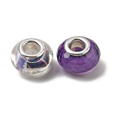 Printed Transparent Resin European Beads RESI-C063-03F-1