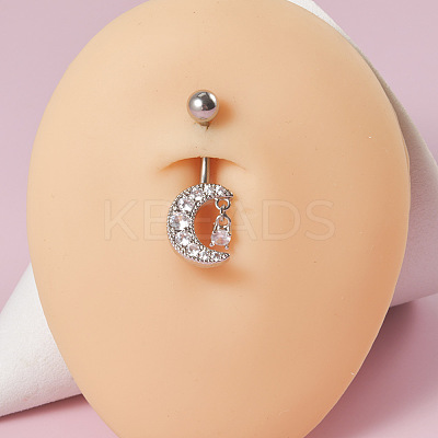 304 Stainless Steel with Crystal Rhinestone Belly Rings FS-WG2C664-06-1