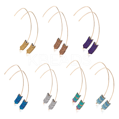 7 Pairs 7 Colors Synthetic Hematite Arrow Dangle Earrings EJEW-AN0001-43-1